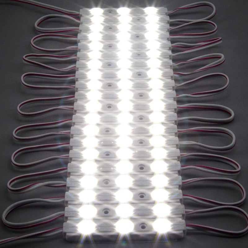 Q QINGCHEN 200pcs Daylight White 6500K Injection 0.72W 12 Volt DC LED Module for Signs 2835 SMD 3 LEDs Waterproof Decorative Light for Letter Advertising Signs with Tape Adhesive Backside - Image 5